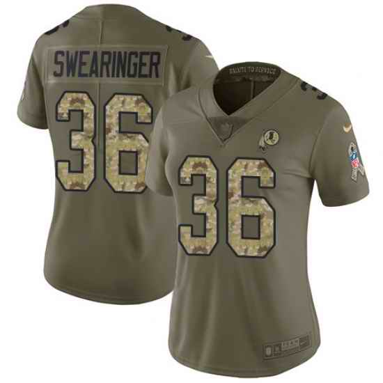 Nike Redskins #36 D J Swearinger Olive Camo Womens Stitched NFL Limited 2017 Salute to Service Jersey